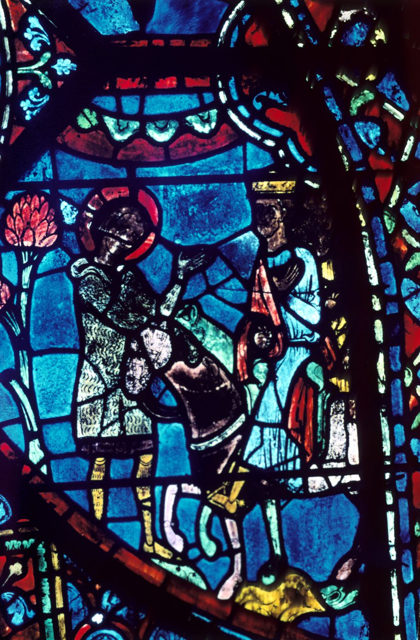 Baudoin fortæller Charlemagne om Rolands død, farvet glas, Chartres Cathedral, 1194-1260 af Unbekannt