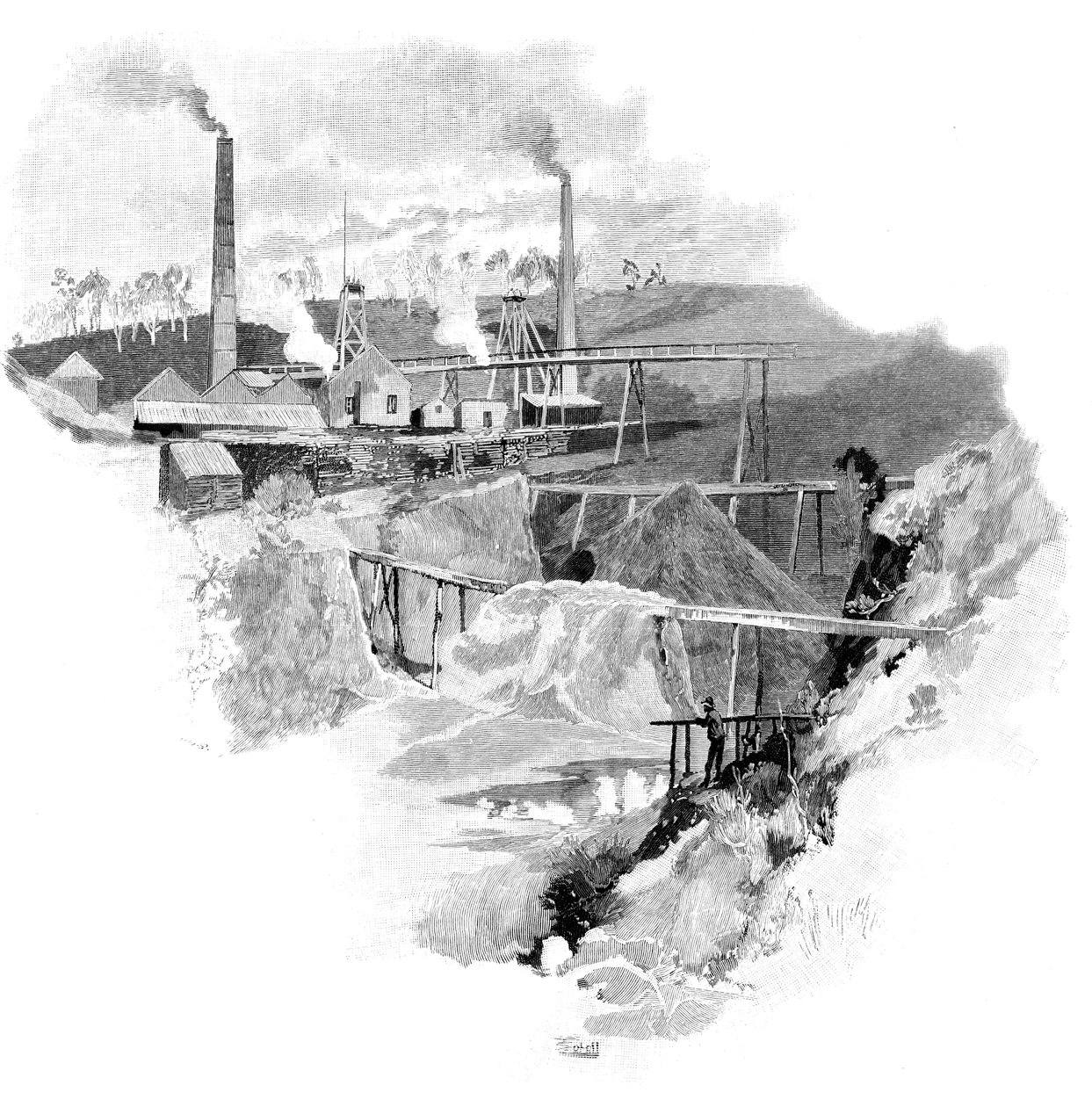 Beaconsfield Gold Mines, Tasmanien, Australien, 1886 af Unbekannt
