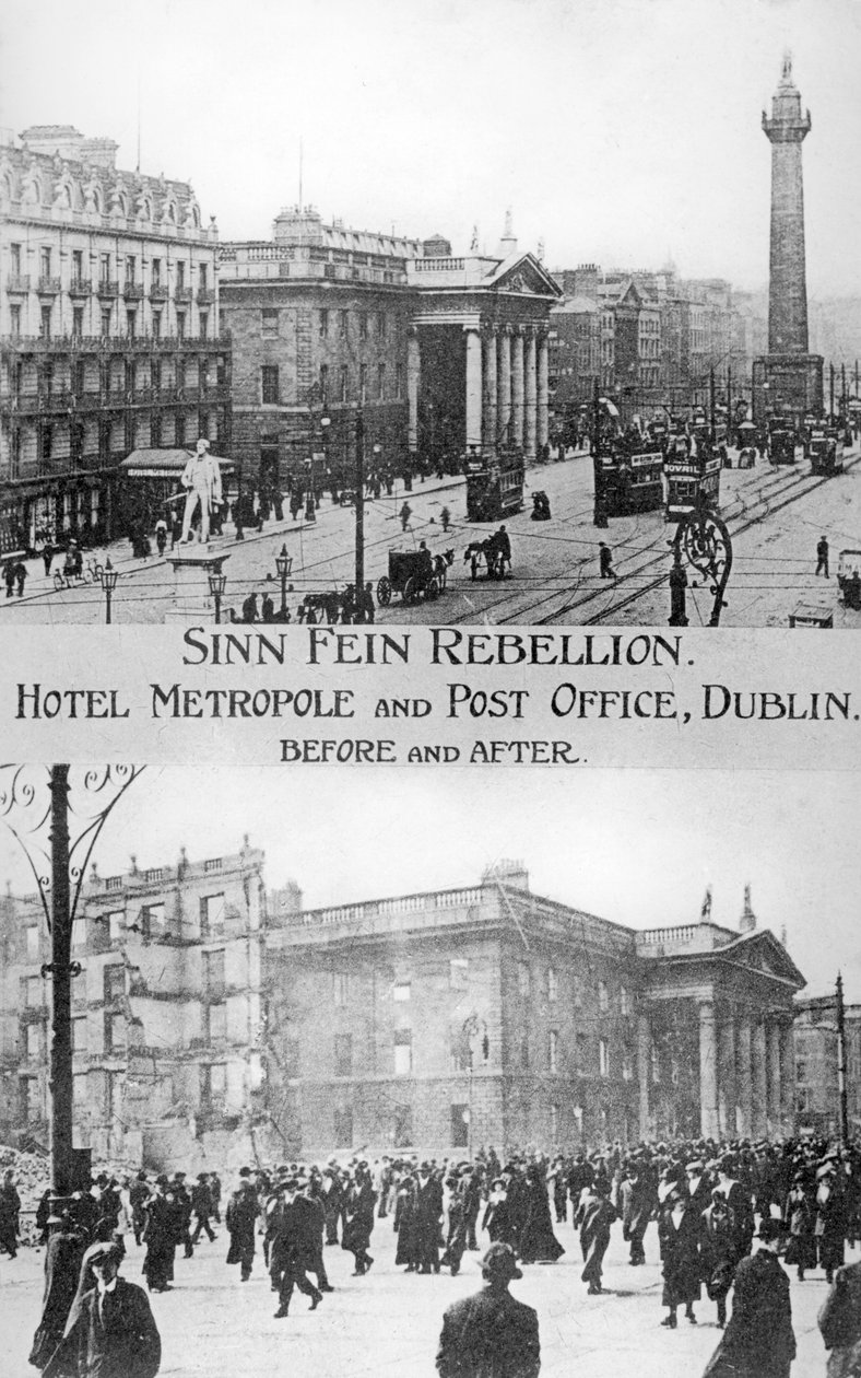 Før og efter, anti-engelsk irsk opstand, Dublin, maj 1916 af Unbekannt