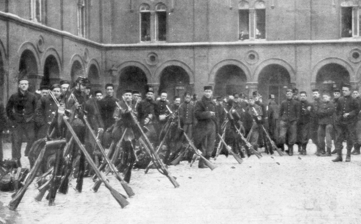 Belgiske soldater fra 9. Blandede Brigade, Slaget ved Liege, Belgien, 5.-16. august 1914 af Unbekannt