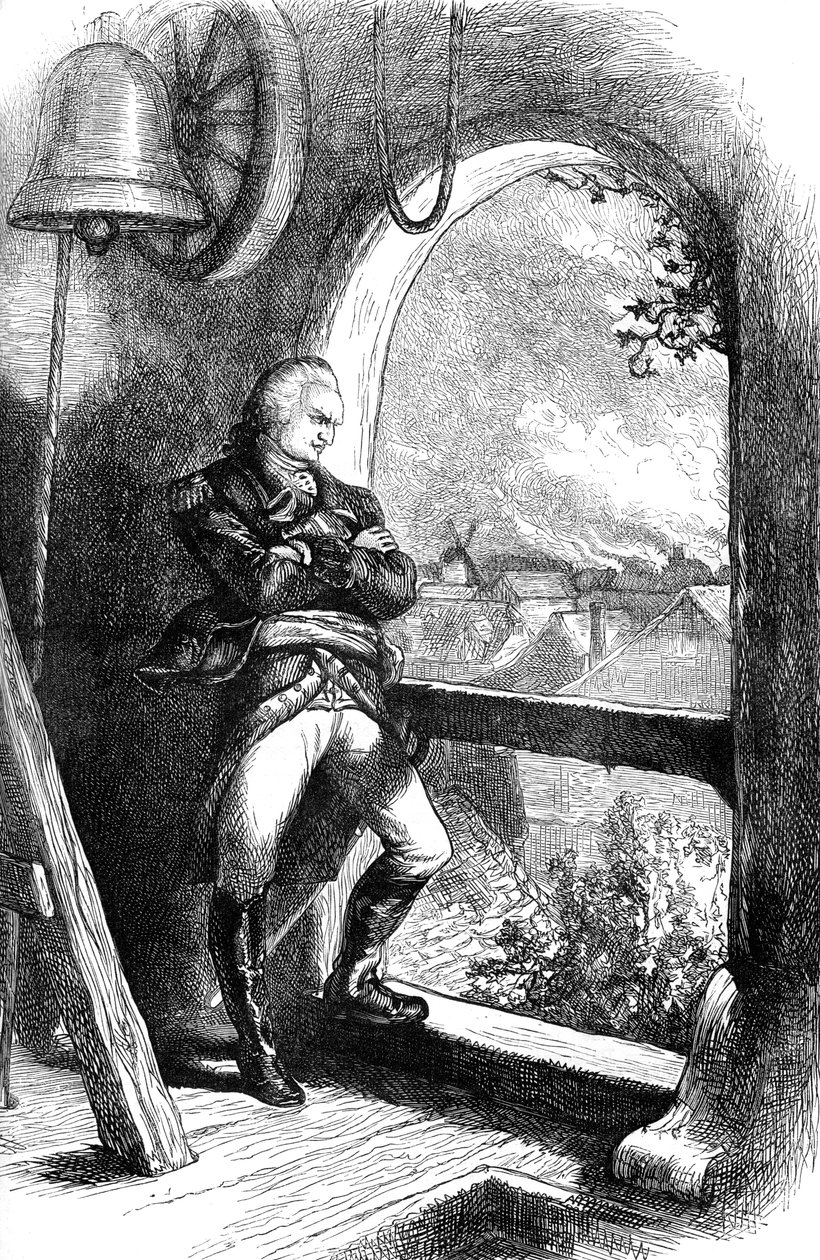 Benedict Arnold ser ødelæggelsen af New London, 1781 c1880 af Unbekannt