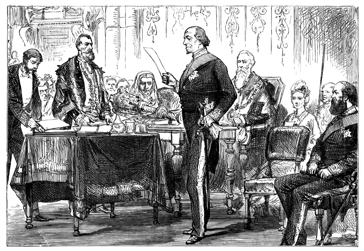 Benjamin Disraeli 1808-1881 modtog Londons frihed, 1878 af Unbekannt