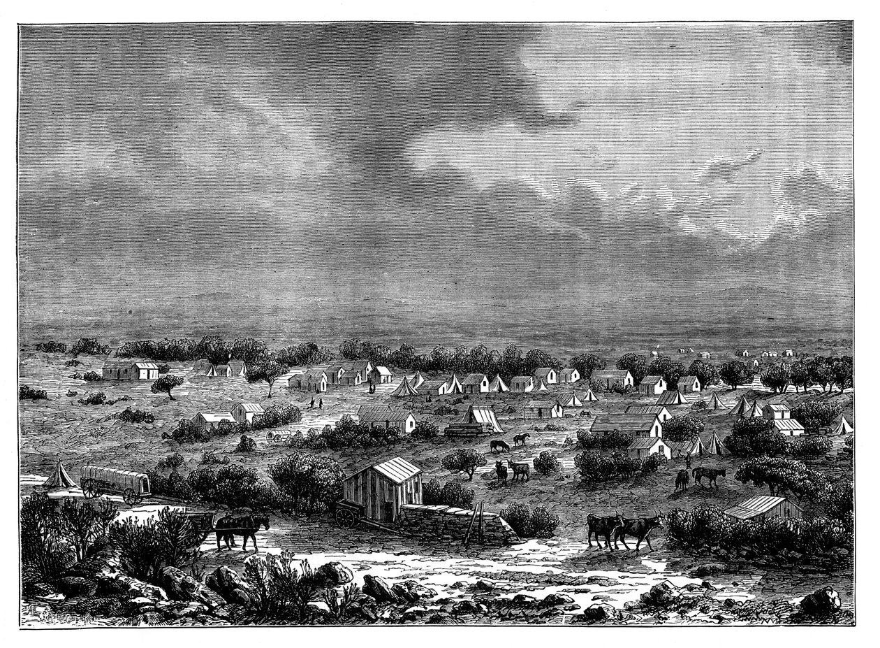Berkly eller Klipdrift, en by i Griqualand West, Sydafrika, c1890 af Unbekannt