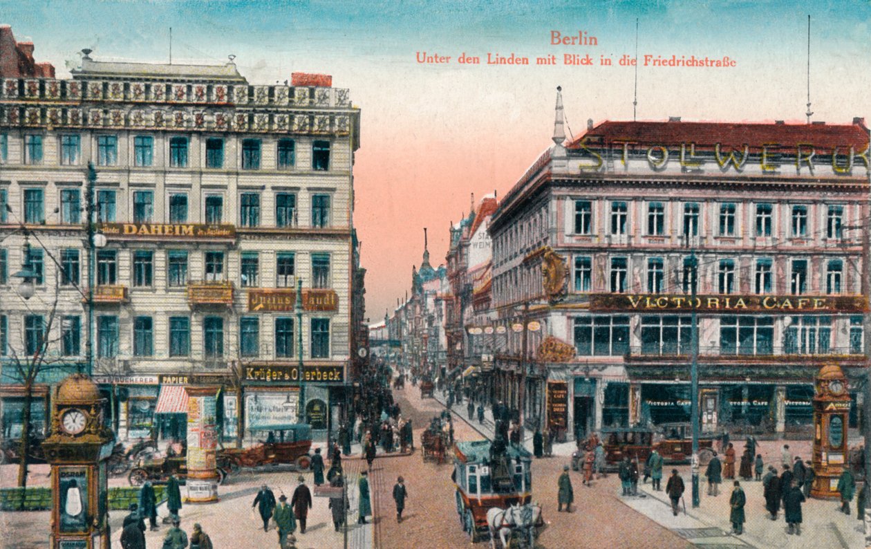 Berlin - Unter den Linden med udsigt over Friedrichstrasse, ca. 1900 af Unbekannt