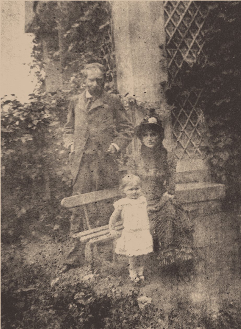 Berthe Morisot, hendes mand Eugène Manet og deres datter, Julie, ca 1881 af Unbekannt