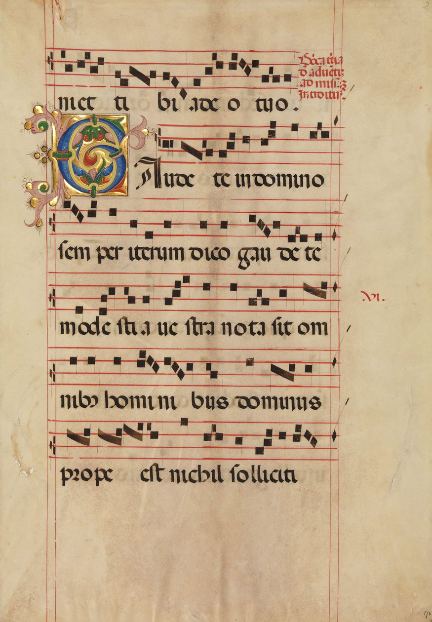 Bifolium med Foliated Initial C, fra en gradvis, italiensk, anden halvdel af 1400-tallet. af Unbekannt