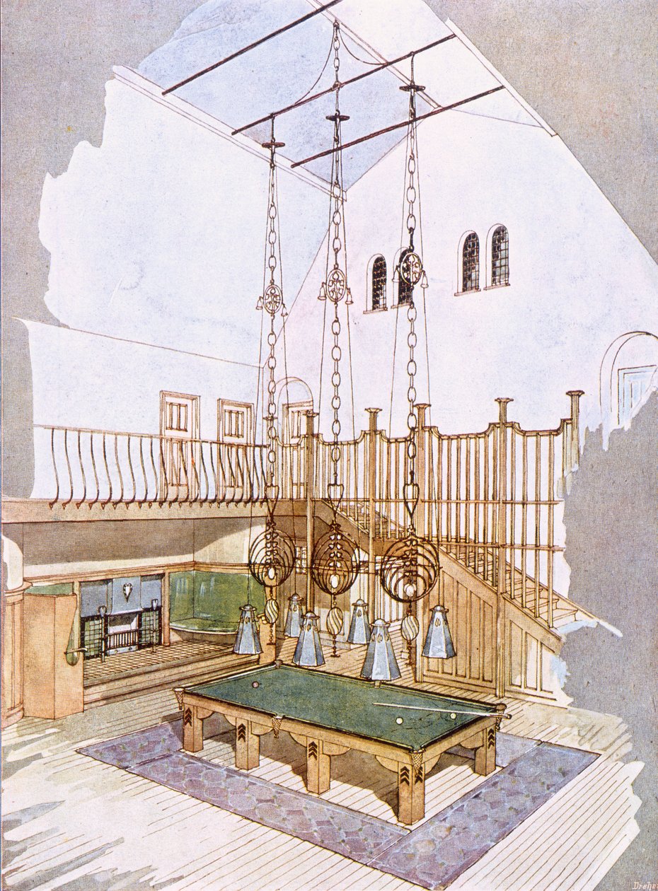 Billard Room, designet af George Walton, fra 