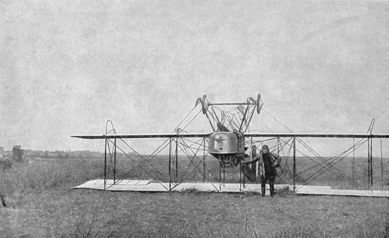 Biplan styrtede ned på en mark, Første Verdenskrig, Frankrig, 1915 af Unbekannt