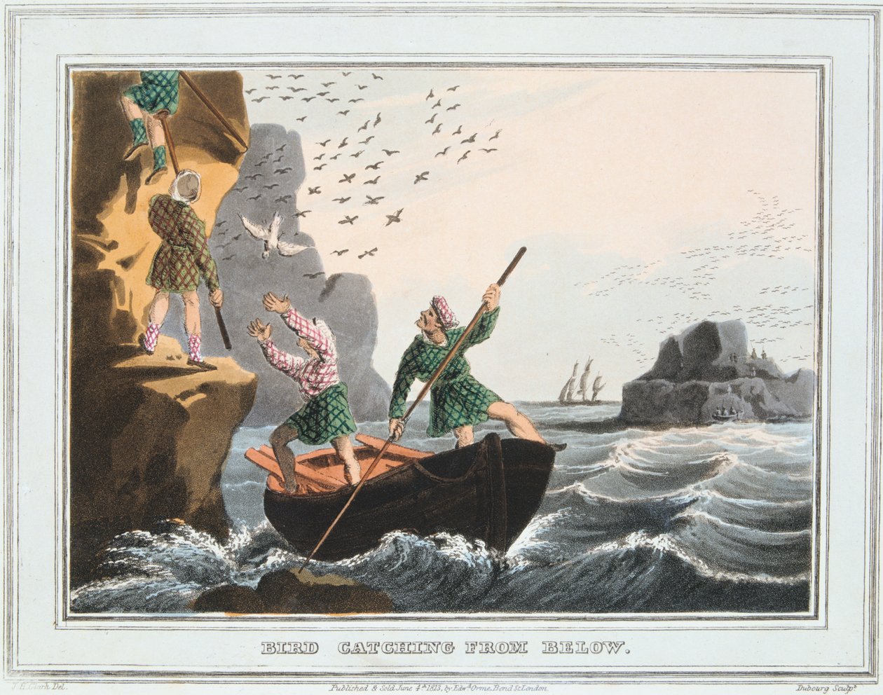 Fuglefangst nedefra, Shetlandsøerne, 1813 af Unbekannt