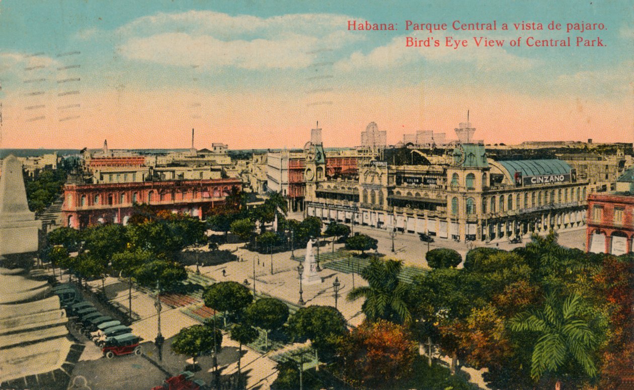 Fugleperspektiv af Central Park, Havana, Cuba, c1919 af Unbekannt