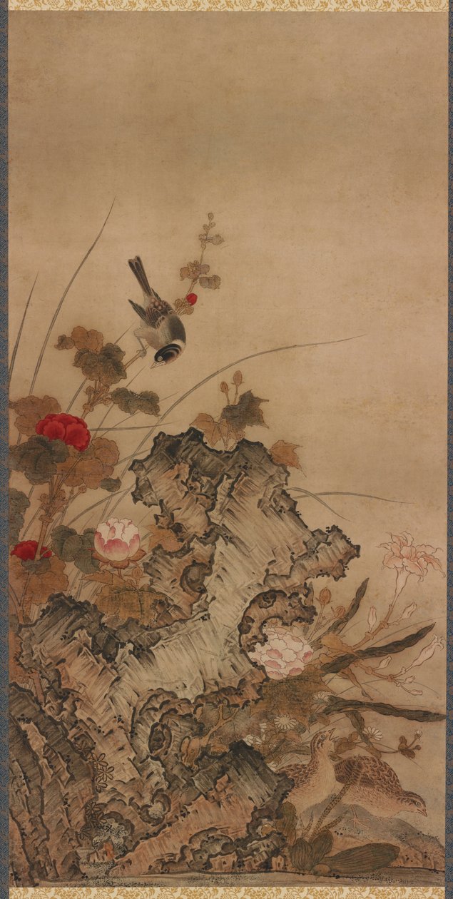 Fugle og blomster, Edo-perioden, 1700-tallet. af Unbekannt