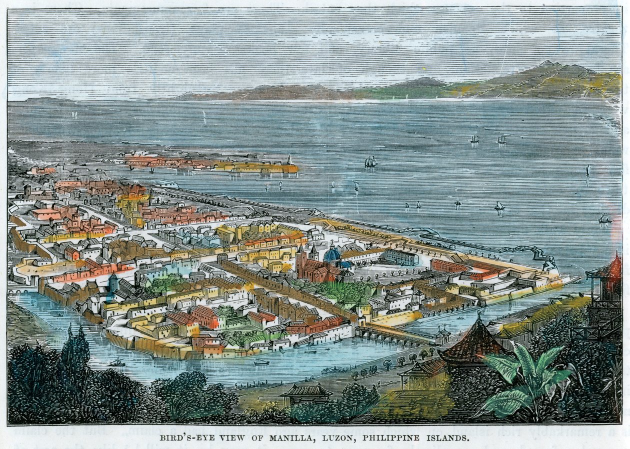 Fugleperspektiv af Manilla, Luzon, Filippinske Øer, c1880 af Unbekannt