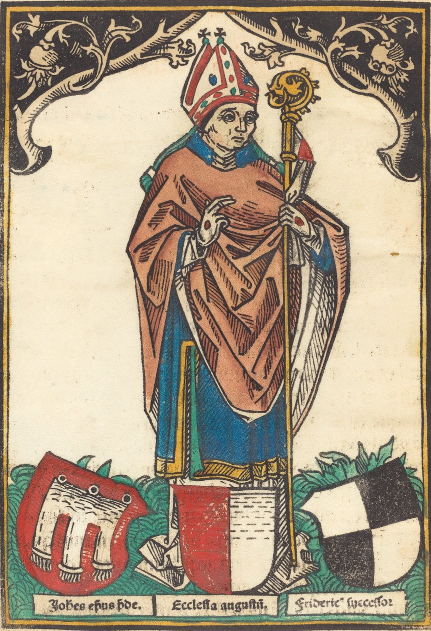 Biskop af Augsburg med tre våbenskjolde, ca. 1485. af Unbekannt