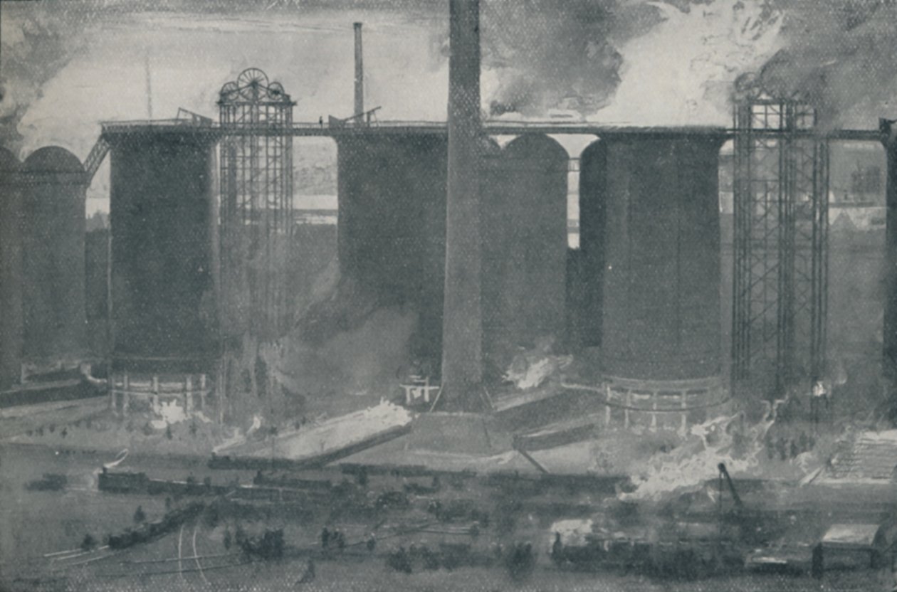 Højovne ved Bell Bros. Iron Works, Middlesborough, 1910 af Unbekannt