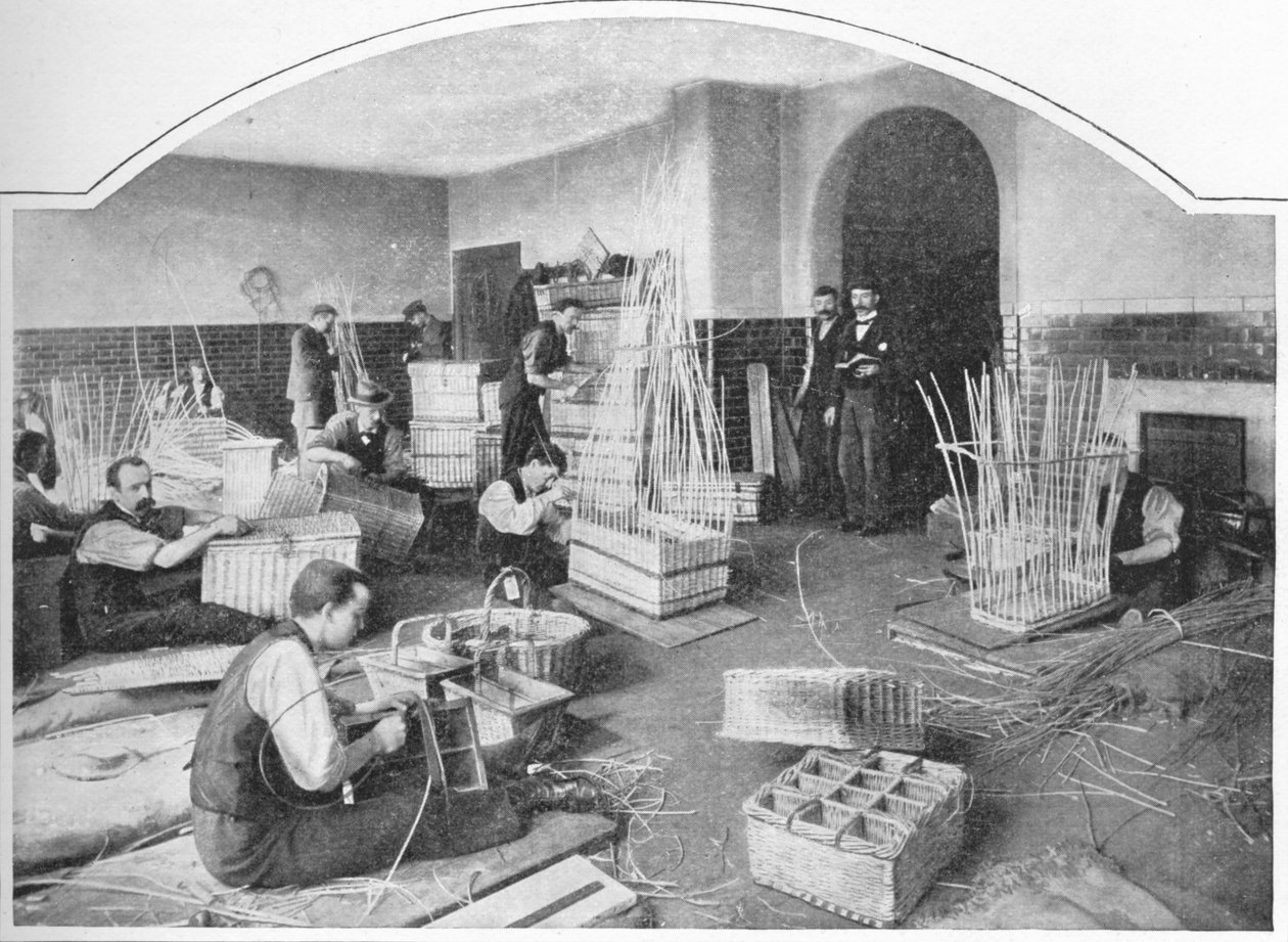 Blinde kurvmagere på arbejde, Tottenham Court Road, London, c1901 1903 af Unbekannt