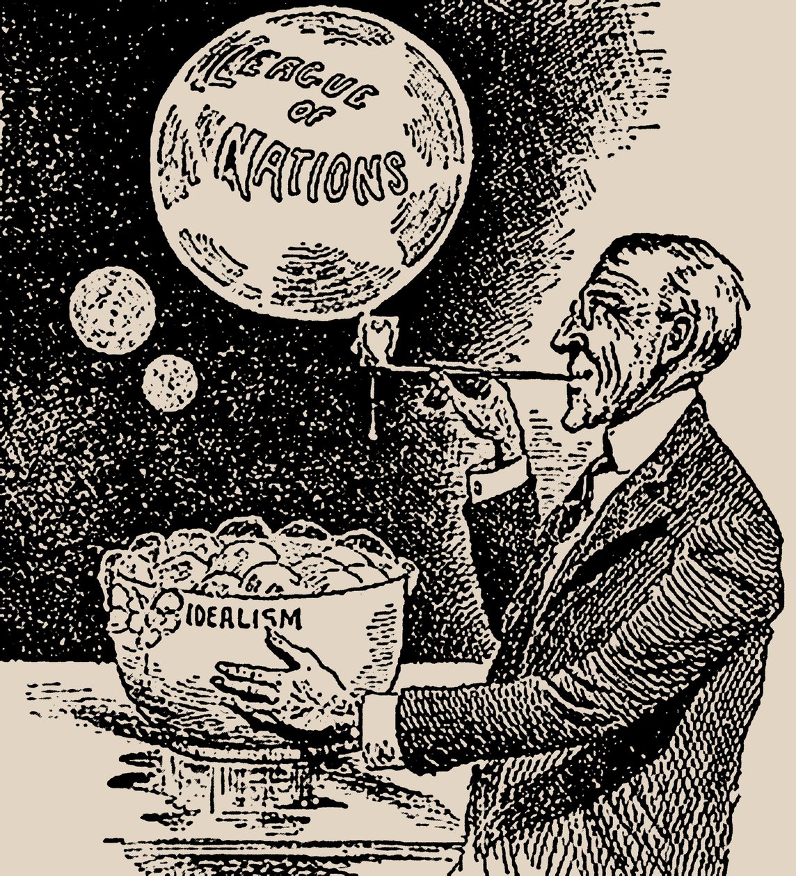 blæser bobler. Woodrow Wilson og Folkeforbundet, 1919. af Unbekannt