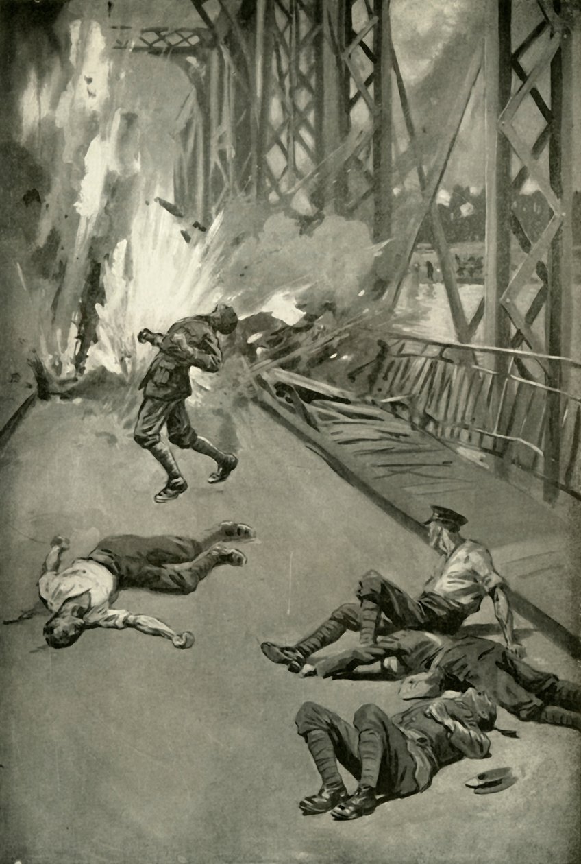 Sprængte en bro over Aisne ved Soissons, 1919. af Unbekannt