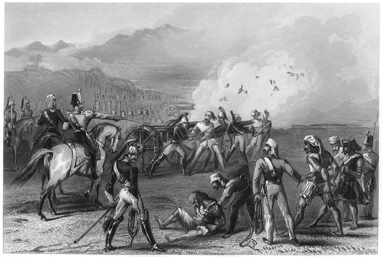 Blæser mytteriske Sepoys fra kanonerne, 1857, c1860 af Unbekannt
