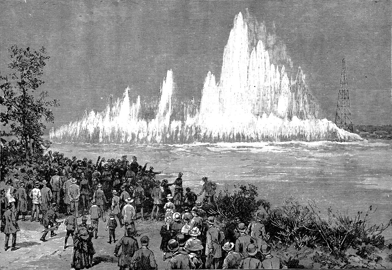 Sprænge Flood Rock i luften, 1885 af Unbekannt