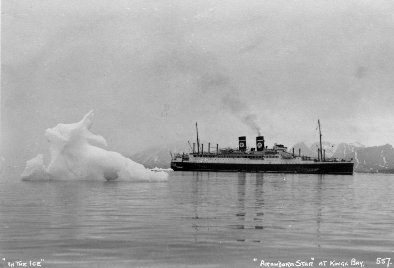 Blue Star Lines krydstogtskib SS Arandora Star, Kongsfjorden, Spitzbegen, Norge, 1929 af Unbekannt