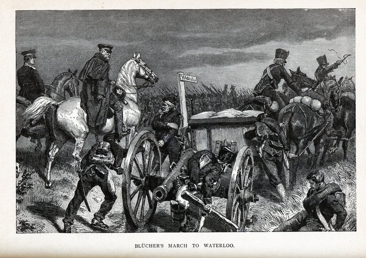 Blüchers Marsh til Waterloo, 1882 af Unbekannt