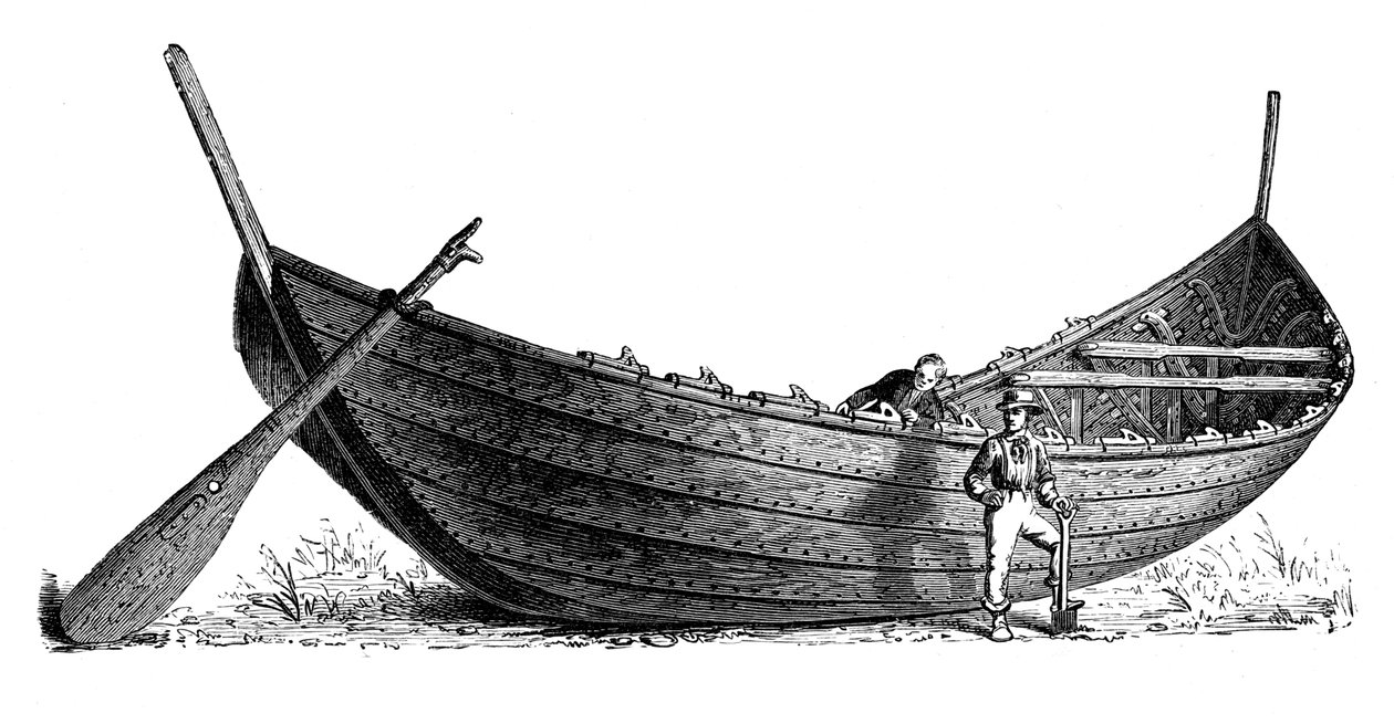 Båd til fjorten par årer, fundet ved Nydam, Jylland, 1892 af Unbekannt