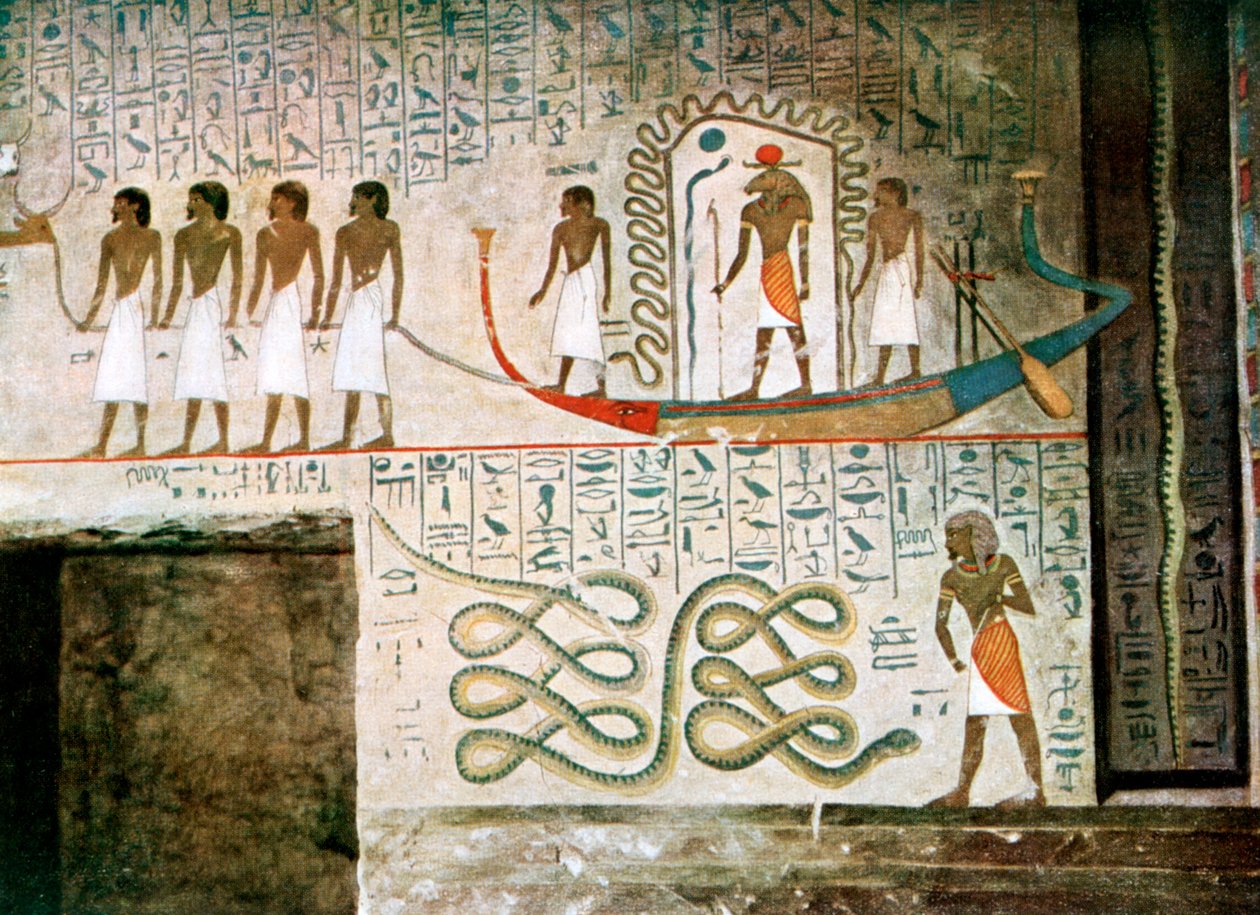 Bådscene, Adelsgravene, Theben, Egypten af Unbekannt