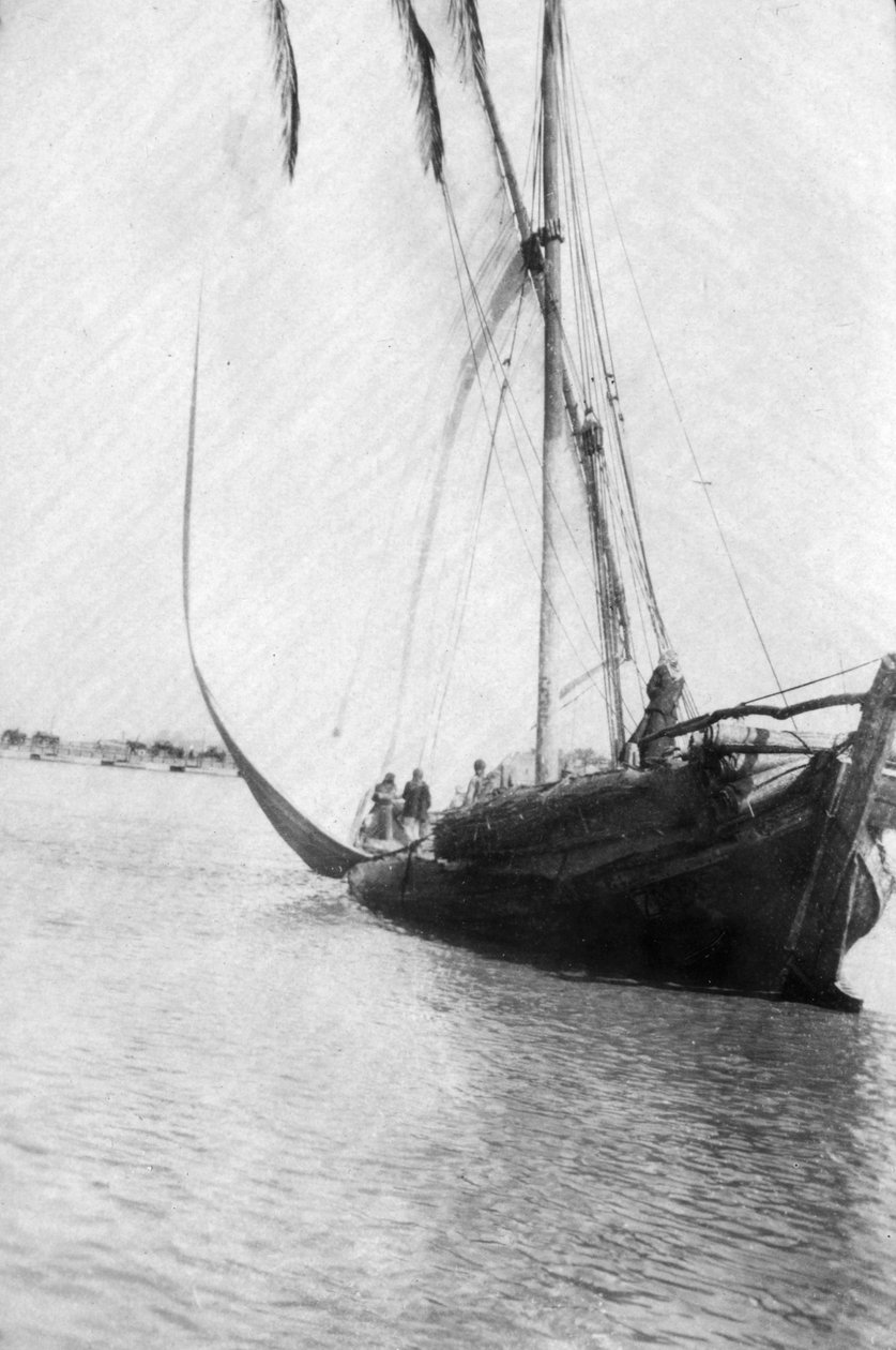 Båden sætter sejl på floden Tigris, Mesopotamien, 1918 af Unbekannt