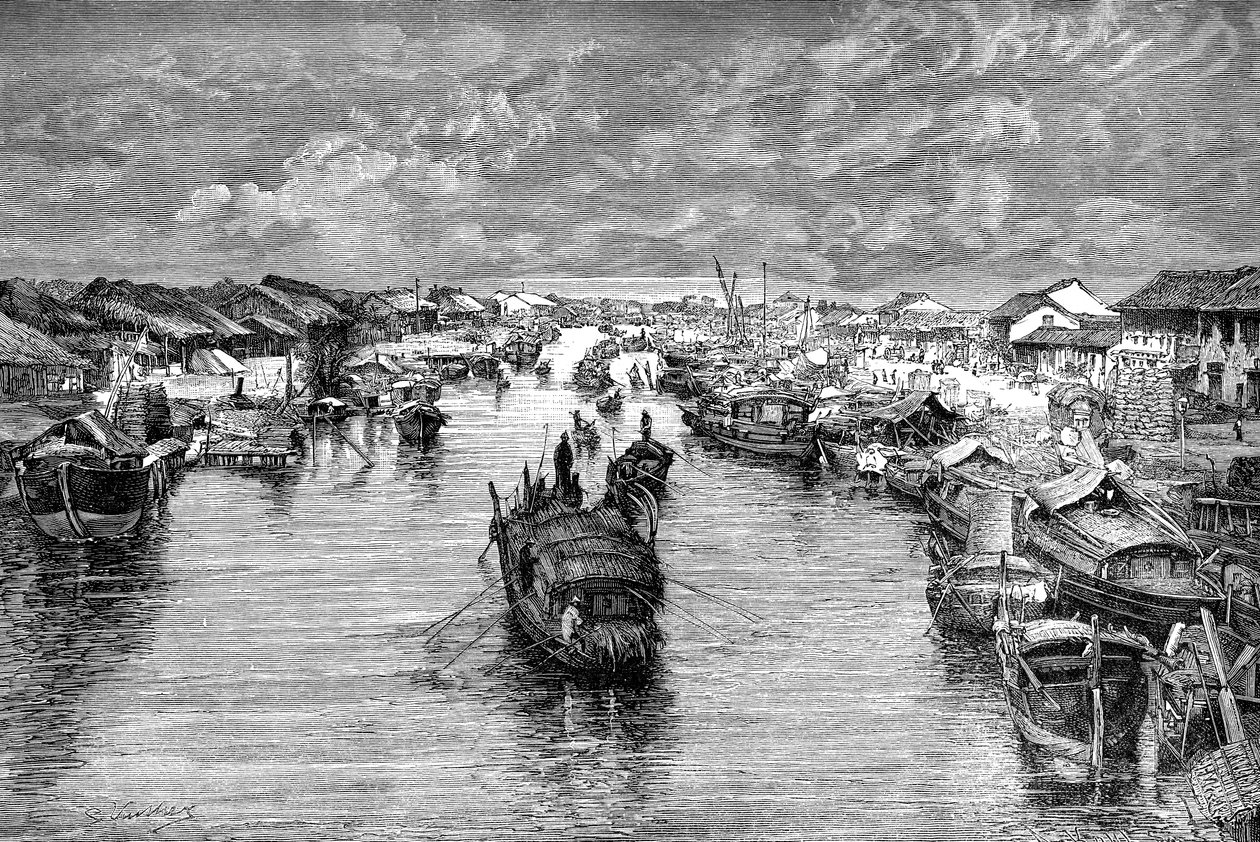 Både på den kinesiske Arroyo, nær Saigon, Vietnam, 1895 af Unbekannt
