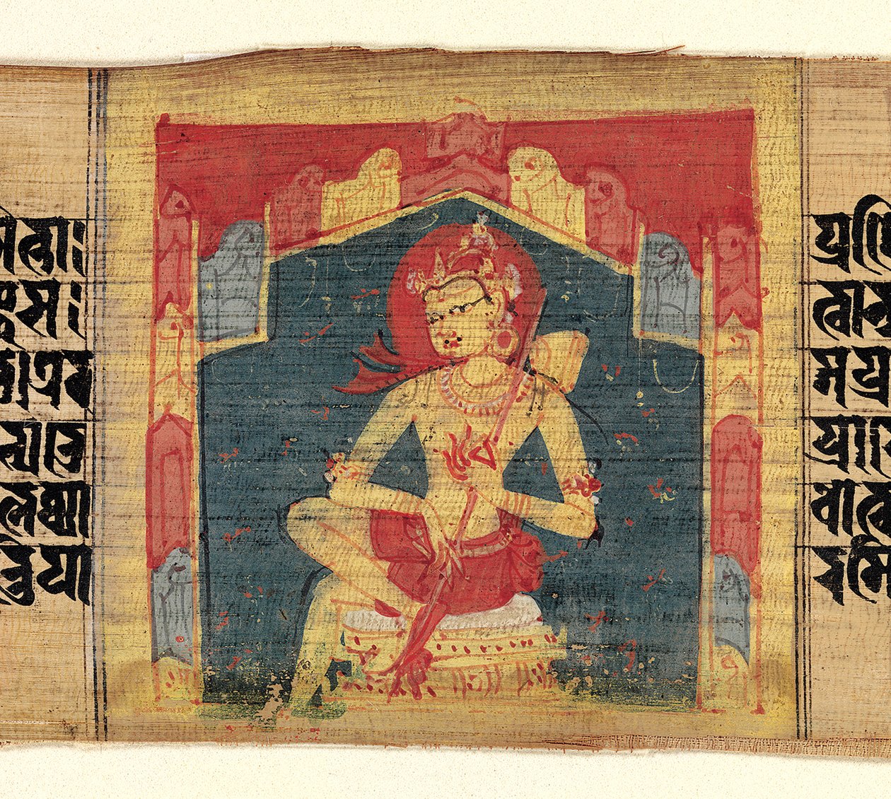 Bodhisattva i en bjerggrotte, spiller på et strengeinstrument Vina..., ca. 1090. af Unbekannt