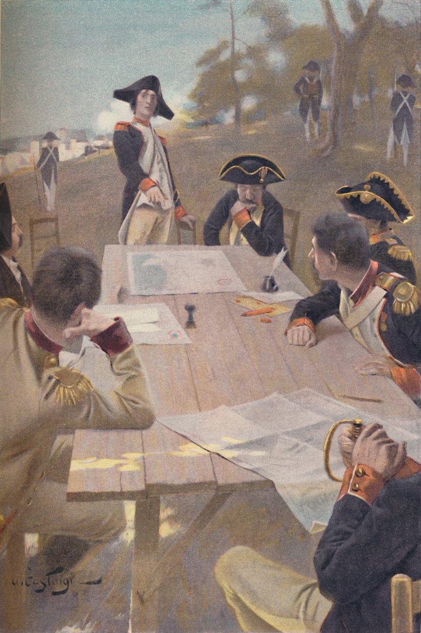 Bonaparte forklarer sin plan for indtagelsen af Toulon, 1793, 1896 af Unbekannt