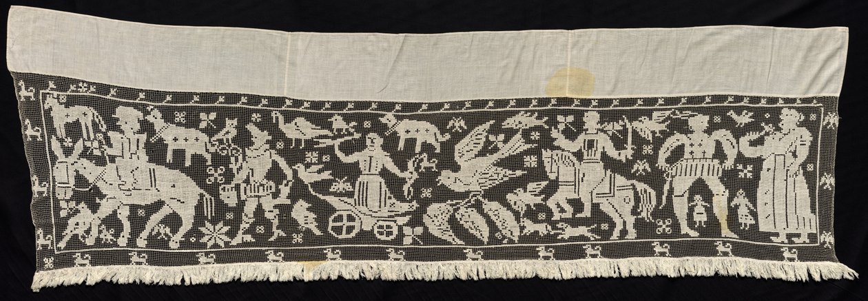 Border med monterede og stående figurer, vogne og dyr, 1800-tallet. af Unbekannt