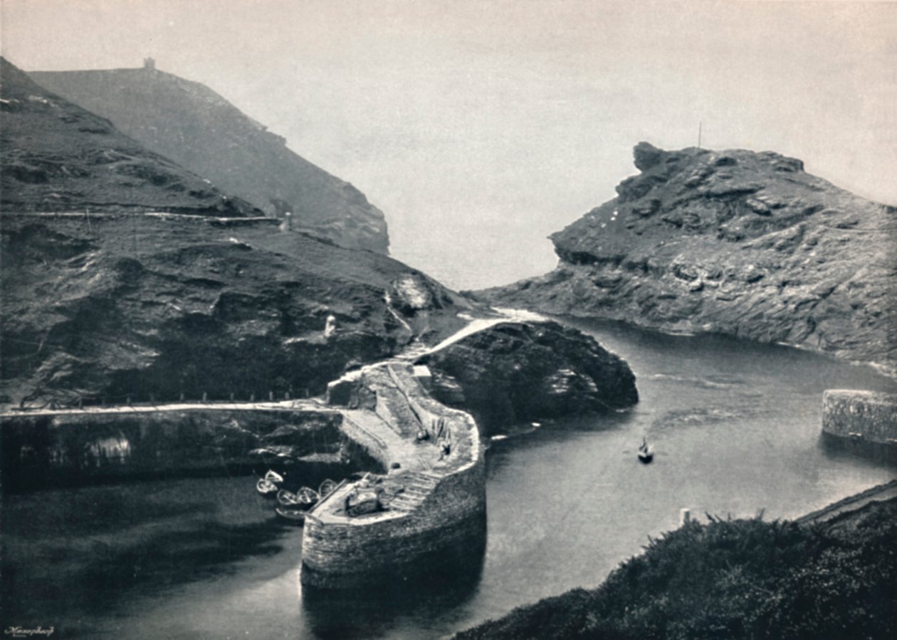 Boscastle - Udsigt over havnen, 1895 af Unbekannt