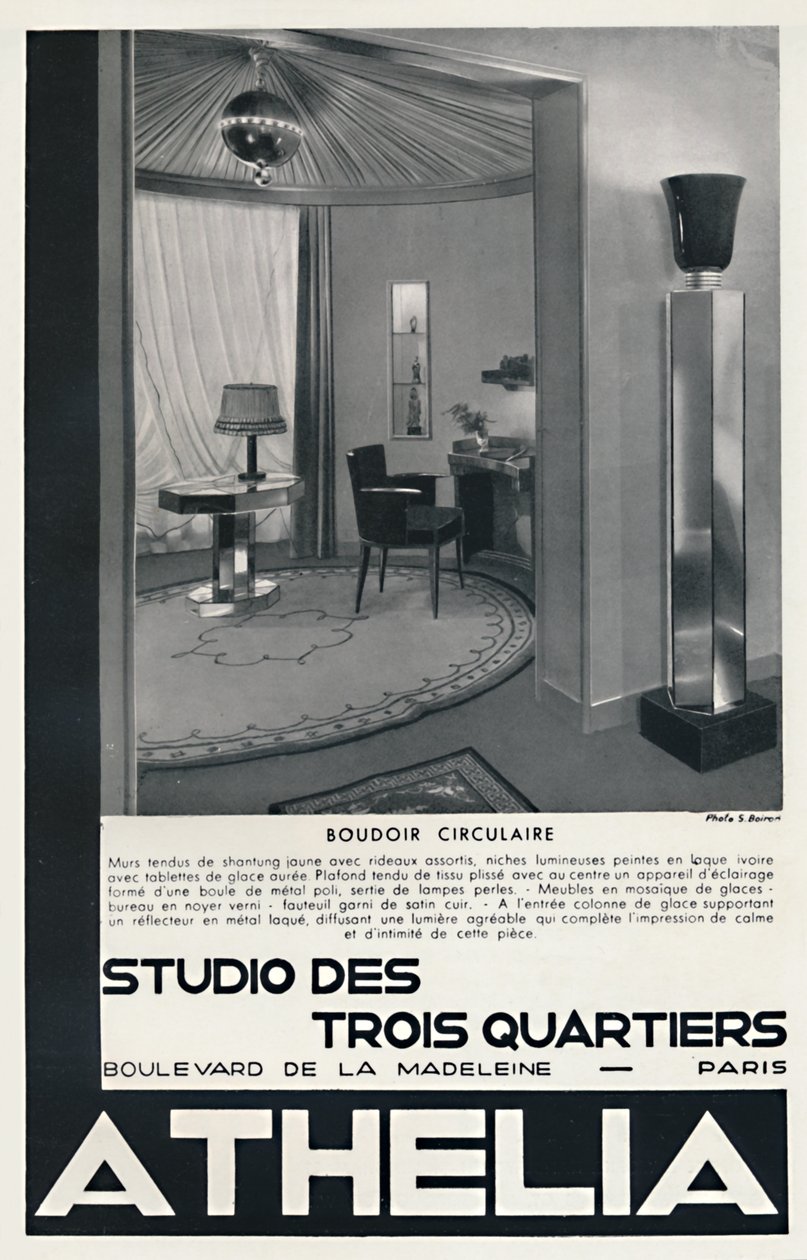 Circular Boudoir - Three Quarters Studio - Athelia, 1933 af Unbekannt
