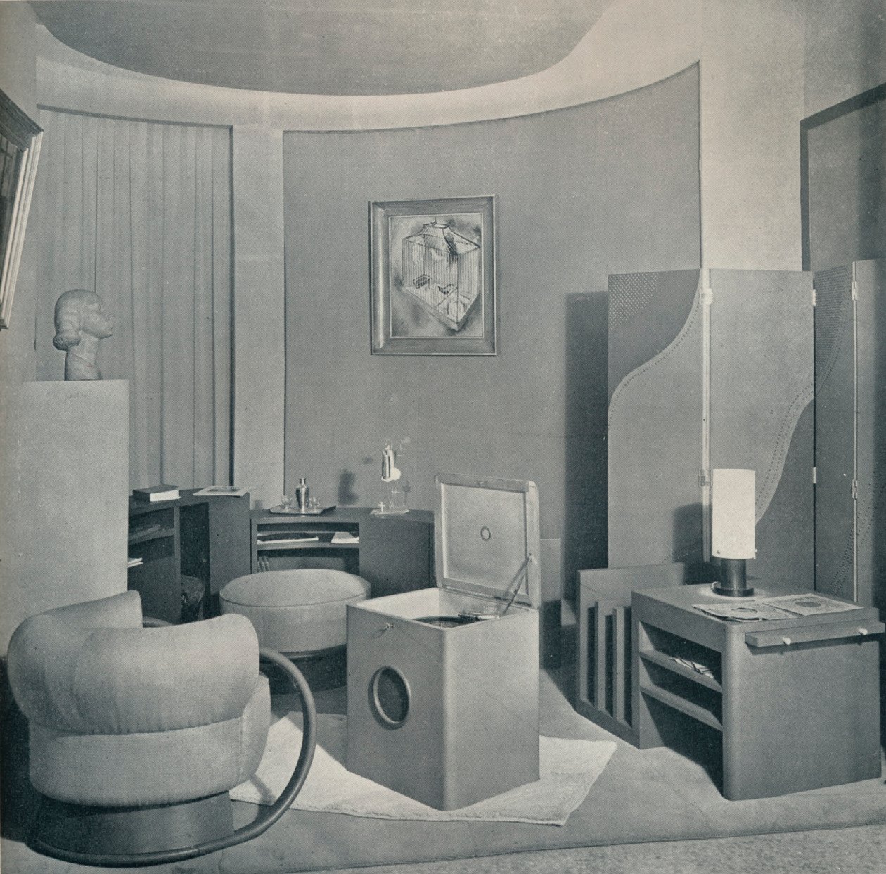 Boudoir fra Salon des Artistes Decorateurs, 1929, af DIM, c1930. af Unbekannt
