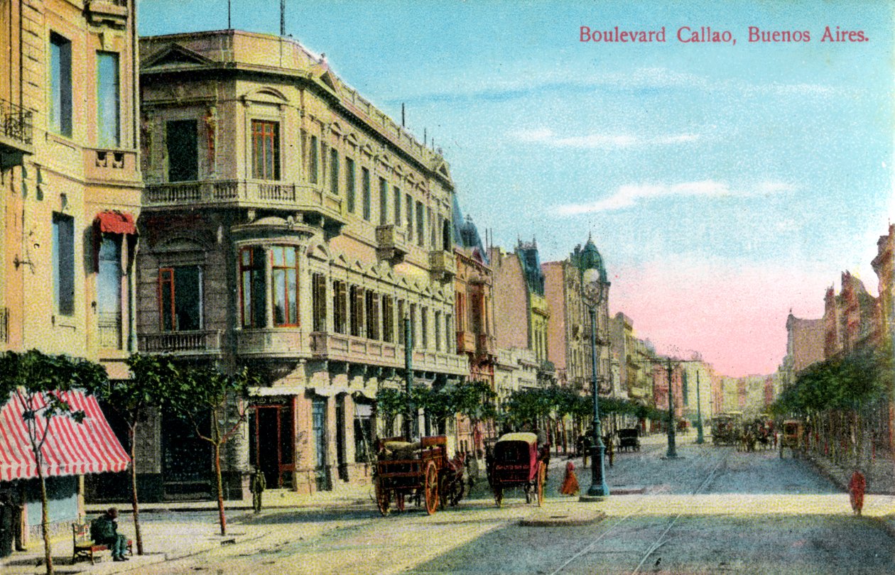 Boulevard Callao, Buenos Aires, Argentina, slutningen af det 19. eller begyndelsen af det 20. århundrede af Unbekannt
