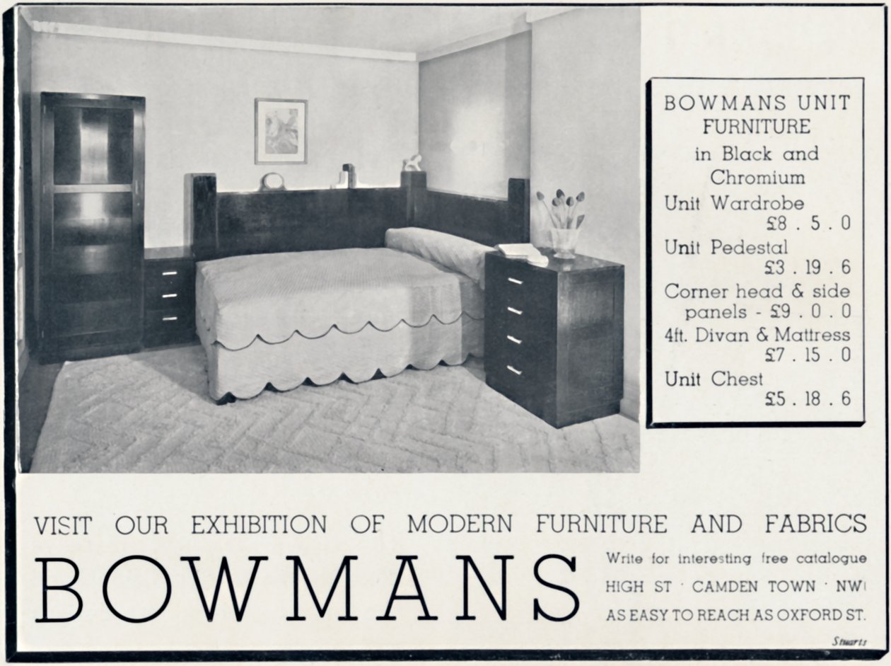 Bowmans - Besøg vores udstilling af moderne møbler og stoffer, 1935 af Unbekannt