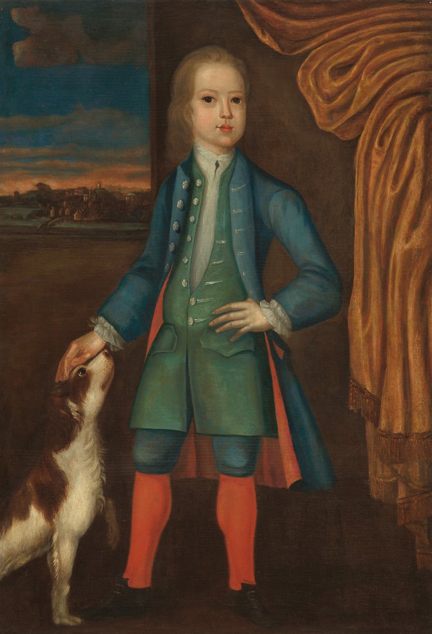 Dreng i blå frakke, ca. 1730. af Unbekannt