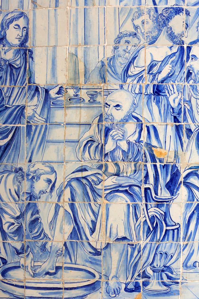 Brasilien, Bahia, Salvador: Azulejo i Bonfim kirke: Jesus vasker en discipels honorar af Unbekannt