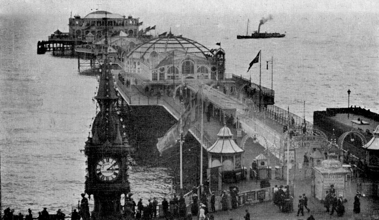 Brighton Aquarium and Palace Pier, Brighton, East Sussex, begyndelsen af det 20. århundrede af Unbekannt