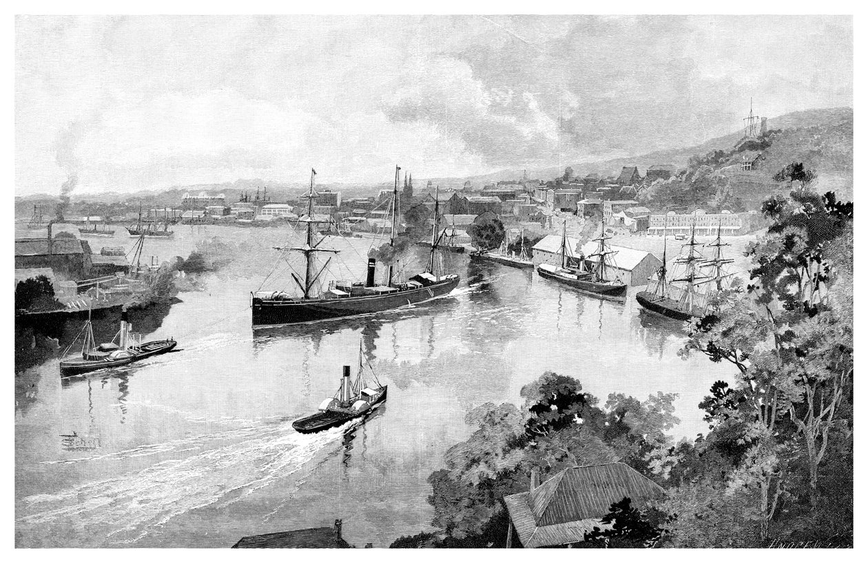 Brisbane fra Bowen Terrace, 1886 af Unbekannt