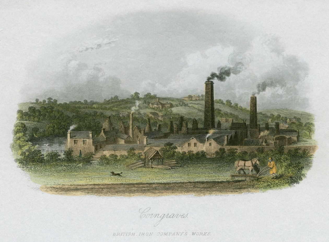 British Iron Company arbejder i Corngreaves, nær Halesowen, West Midlands, c1835 af Unbekannt