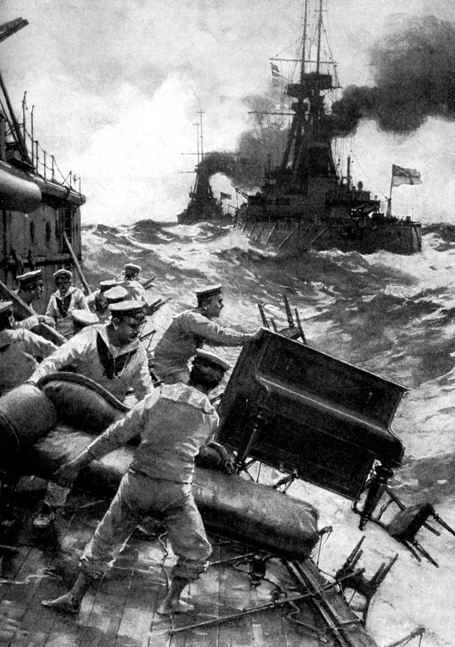 Britiske sømænd kaster luksus overbord, Nordsøen, Første Verdenskrig, 1914 af Unbekannt