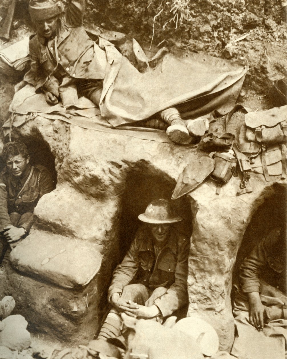Britiske soldater i skyttegravene ved Thiepval Wood, Frankrig, Første Verdenskrig, 1916, 1935. af Unbekannt