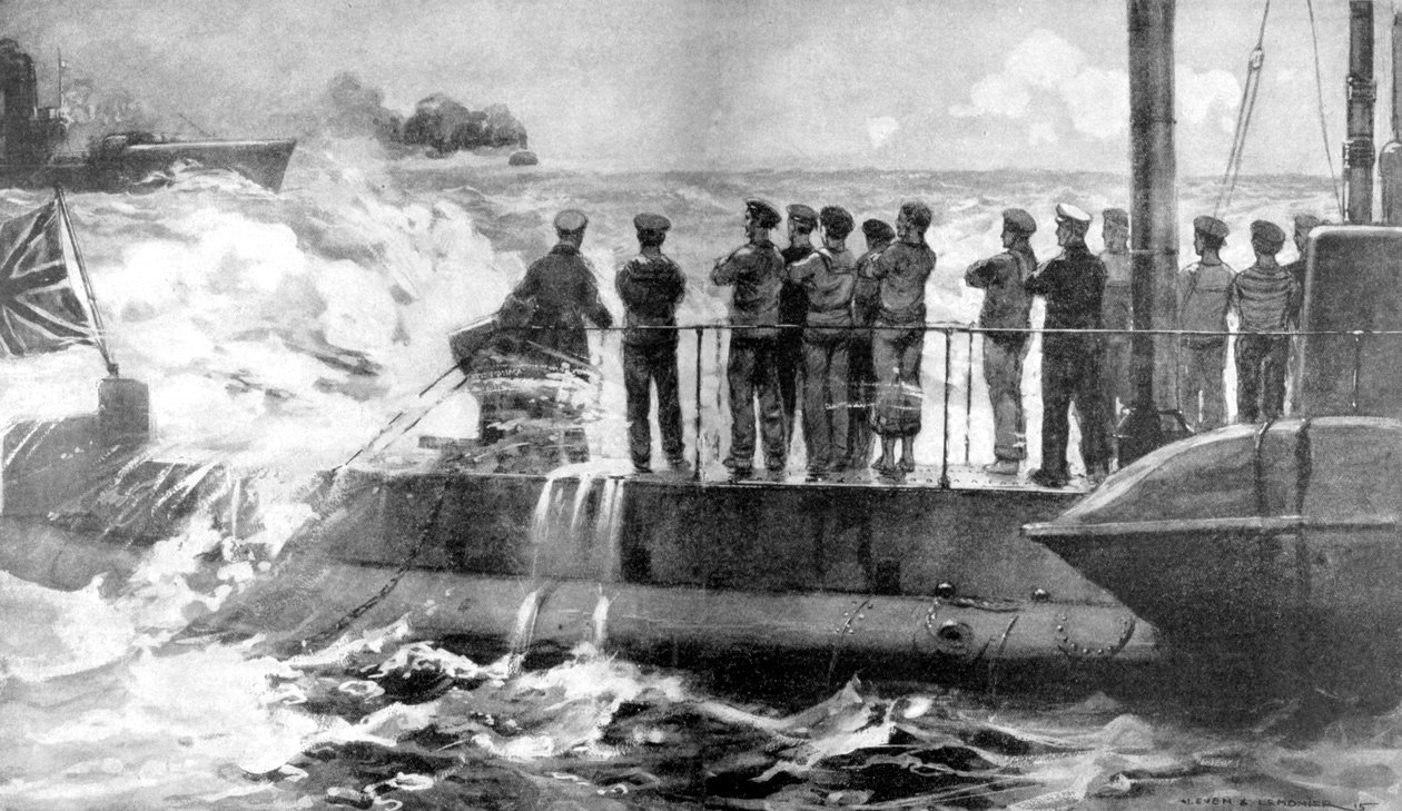Britisk ubåd E-13 i Østersøen for at hjælpe russerne, Første Verdenskrig, 1915 af Unbekannt