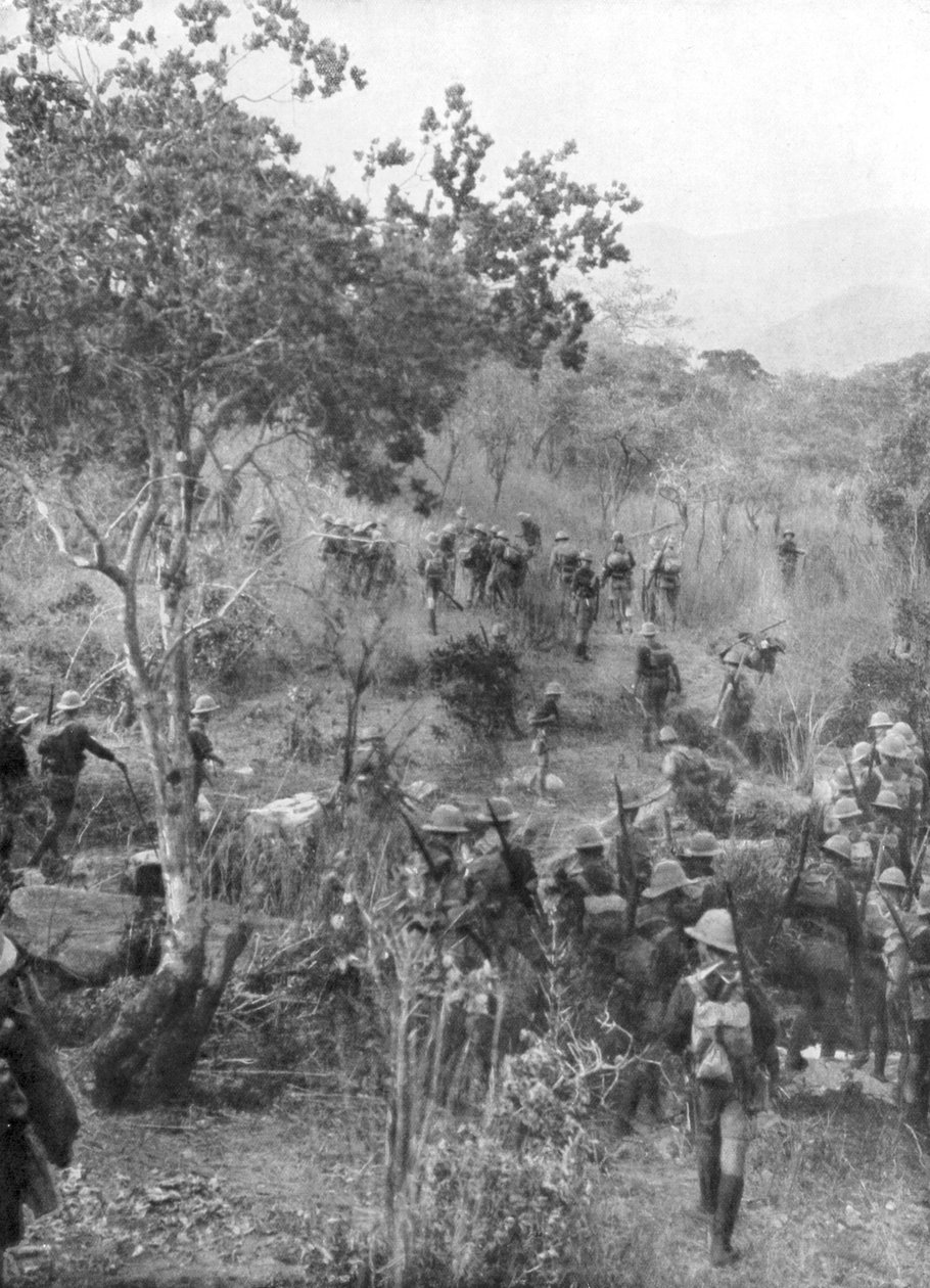 Britiske tropper i bushen på grænserne til det tyske Østafrika, Første Verdenskrig, 1915 af Unbekannt