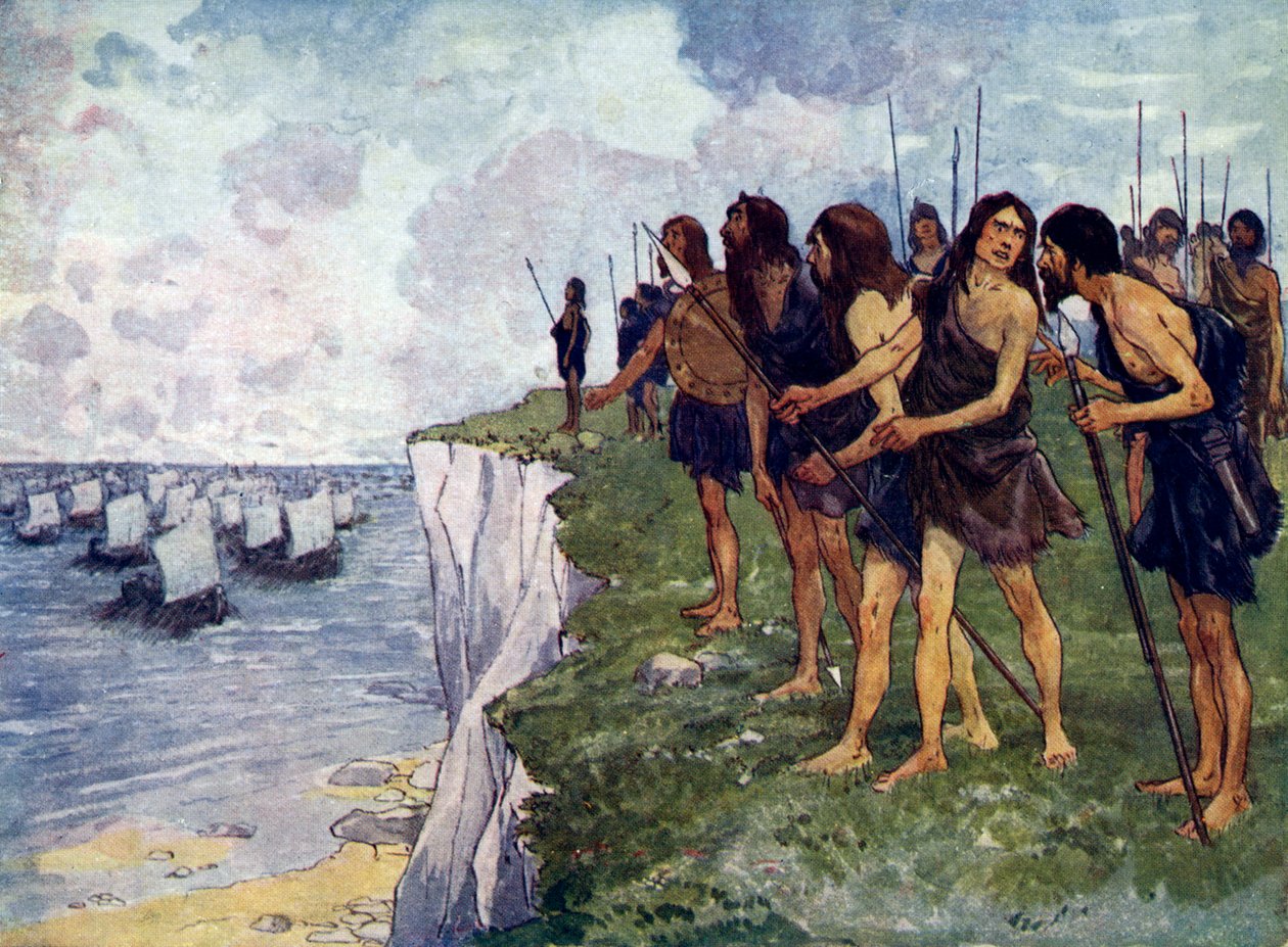 Briter afventer den forestående ankomst af vikingeskibe, c1500-tallet af Unbekannt