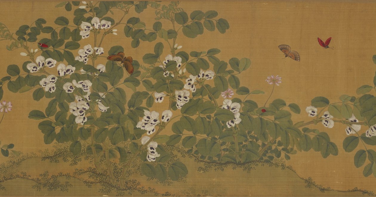 Bønneblomster og sommerfugle, Ming-dynastiet, 1400-tallet. af Unbekannt