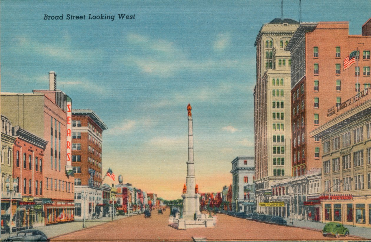 Broad Street, Looking West, Augusta, Georgia, 1943 af Unbekannt