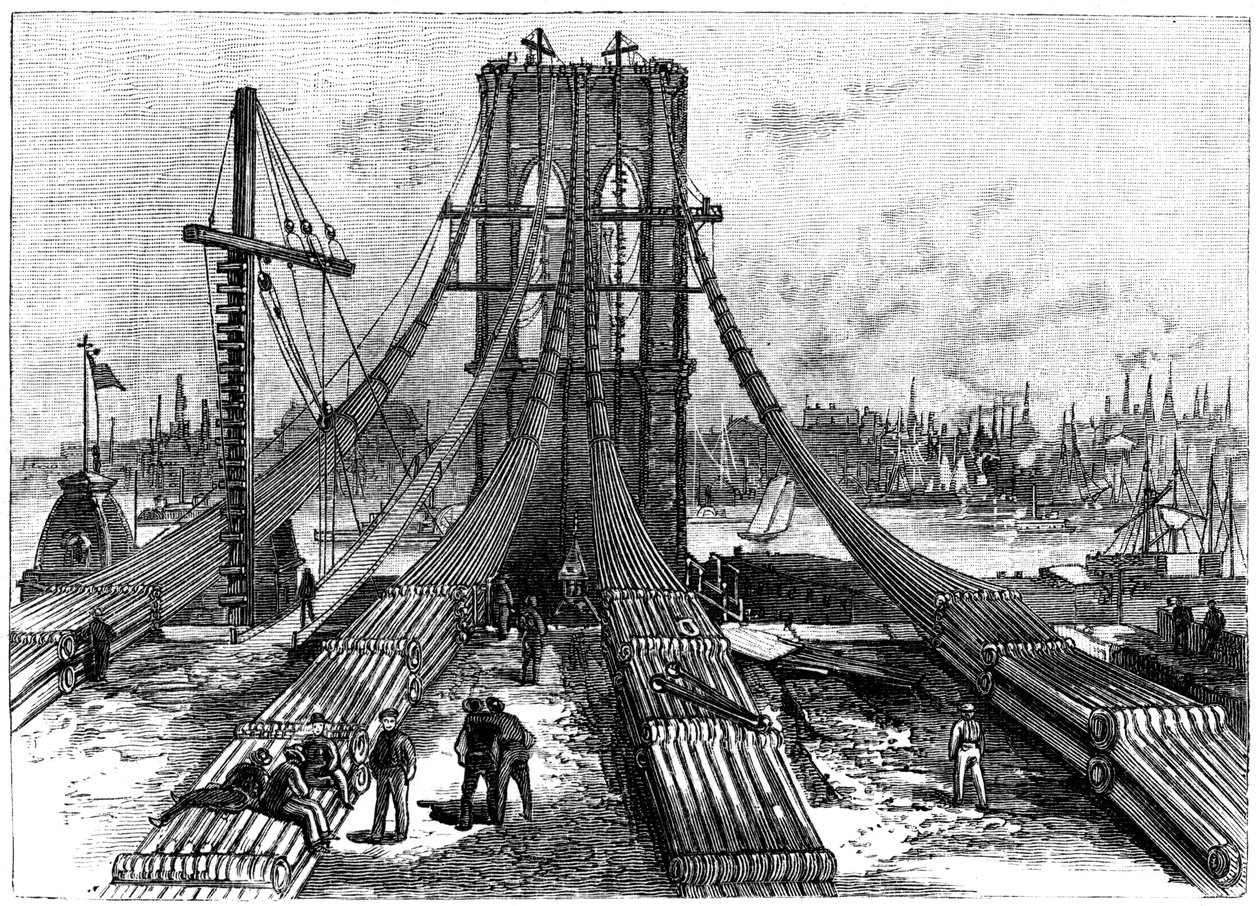 Brooklyn Suspension Bridge, New York, USA: kabelforankring på Brooklyn-kysten, 1883 af Unbekannt